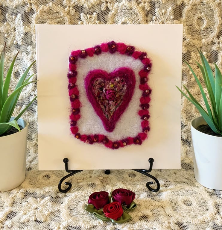 Wool Love Heart Card.