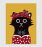 Rockabilly Cat Dress Wall Art Print, Tattoo Print, Rockabilly Wall Art, Cat Art  - Image 2