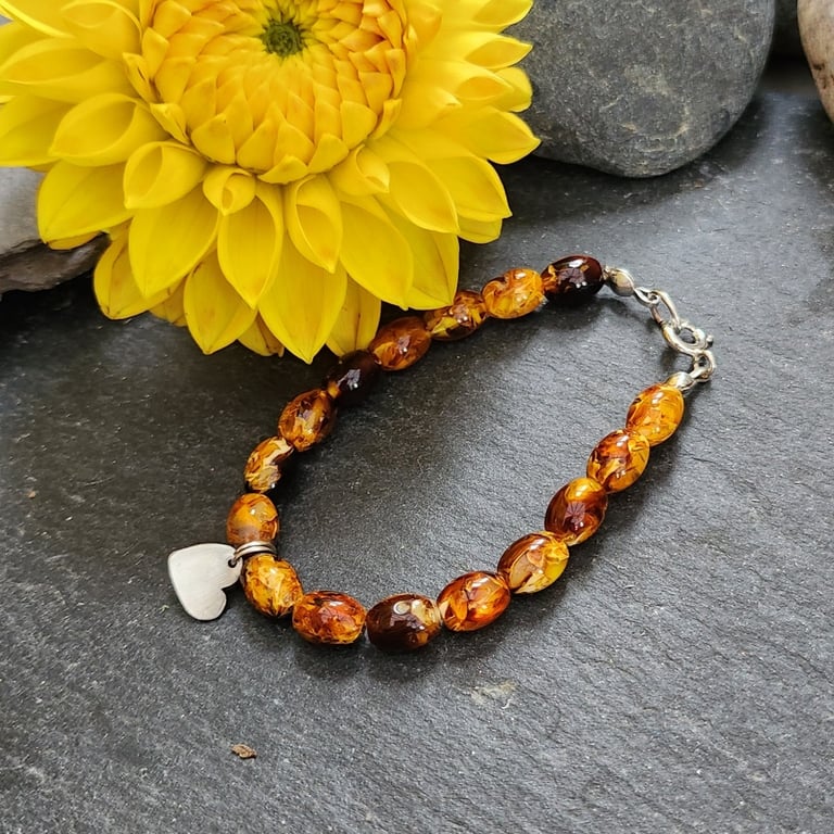 Tortoiseshell amber bracelet - child or small adult size