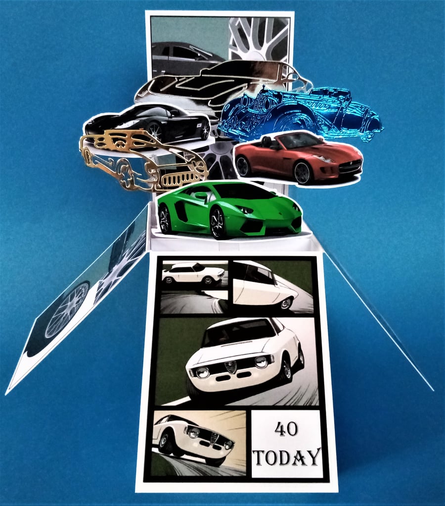 Men's 40th Birthday Card with Cars