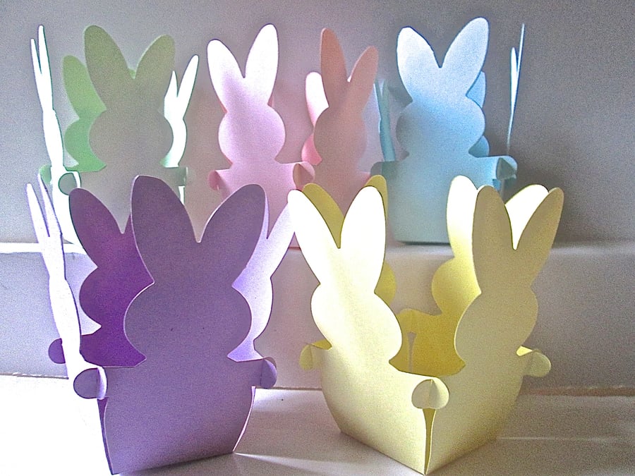 10 Pastel Easter BUNNY Basket Favour Boxes