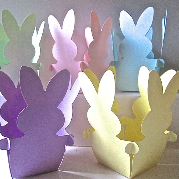 10 Pastel Easter BUNNY Basket Favour Boxes