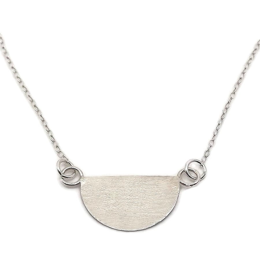 handmade sterling silver semi circle pendant