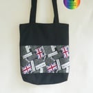 Black British style book tote bag 