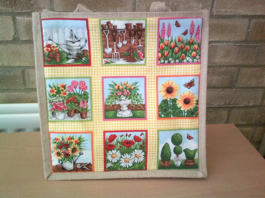 Garden Theme Medium Jute Bag