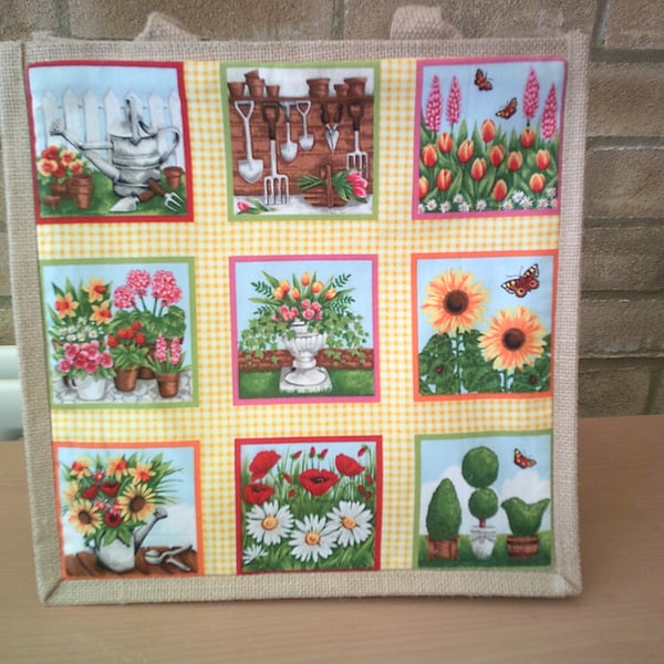 Garden Theme Medium Jute Bag