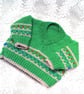 V-Neck Jumper with Flower Pattern at Hem and Cuffs, Baby Shower Gift, Baby Gift - Image 1