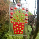 Artist made Fused Glass Flowers Suncatcher.