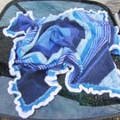 Baby Blanket, hand knit, Aran yarn, multicoloured pattern, 40" square