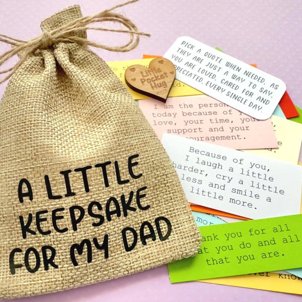 Dad Quote Keepsake Bag, 31 Quotes, Sentimental Dad Father Present Gift