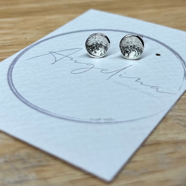 Sterling Silver Domed Textured Stud Earrings