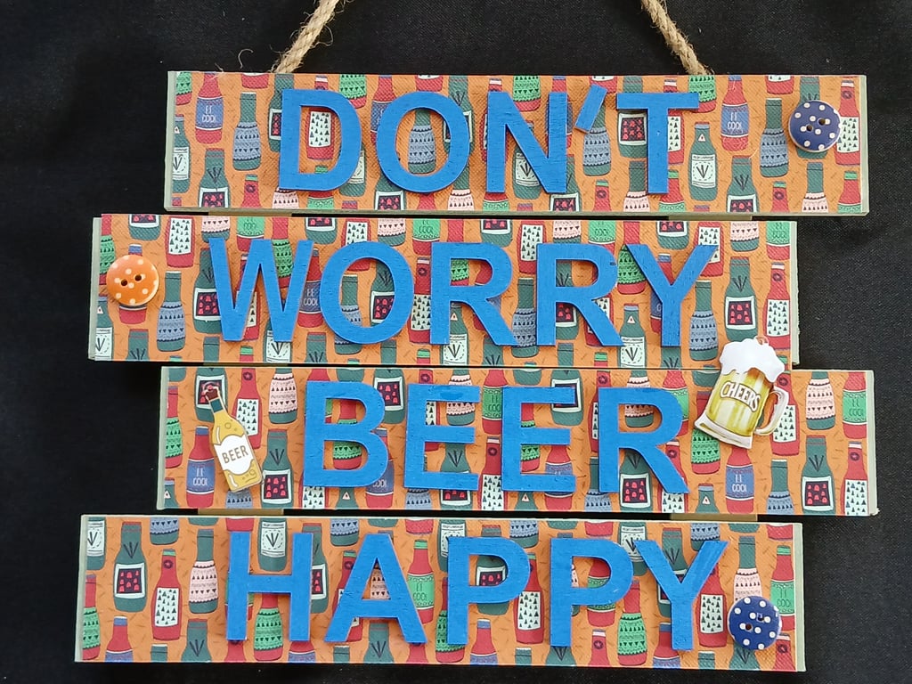 Hand decorated hanging wooden sign 