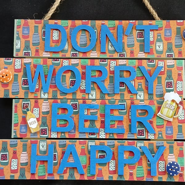 Hand decorated hanging wooden sign 