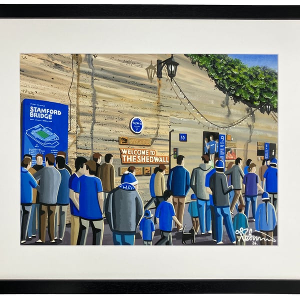 Chelsea F.C Stamford Bridge, Framed Football Art Print. 14" x 11" Frame Size