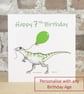 Birthday Card Dinosaur Balloon - Personalised with any Birthday age