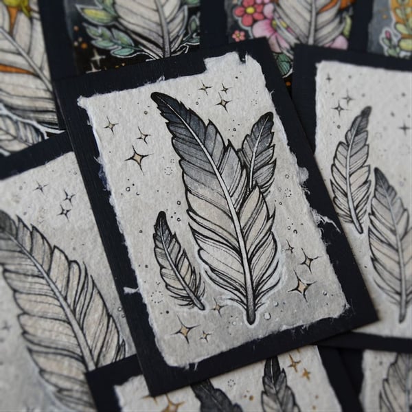 floaty feathers - original aceo illustration