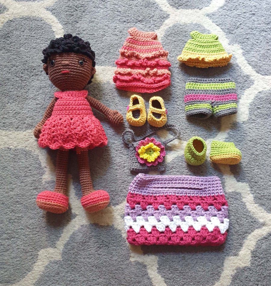 Crochet Doll with clothes and shoes for dressin - Folksy