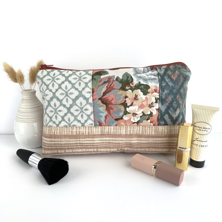Large Floral Patchwork Make up Bag
