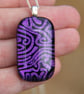 Handmade Purple Dichroic Pendant Necklace Maze pattern Fused Glass  SKU F12 - Image 8
