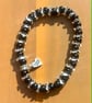 Handmade Black Beaded Bracelet with Sparkly Silver-Tone Spacers