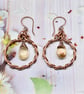 Wire Wrapped Citrine and Copper Hoop Earrings - Image 7