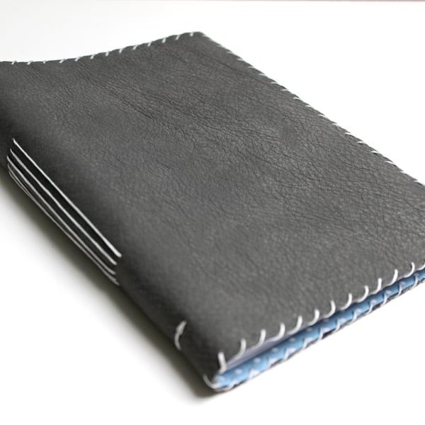 A5 Grey Leather notebook with lined paper 