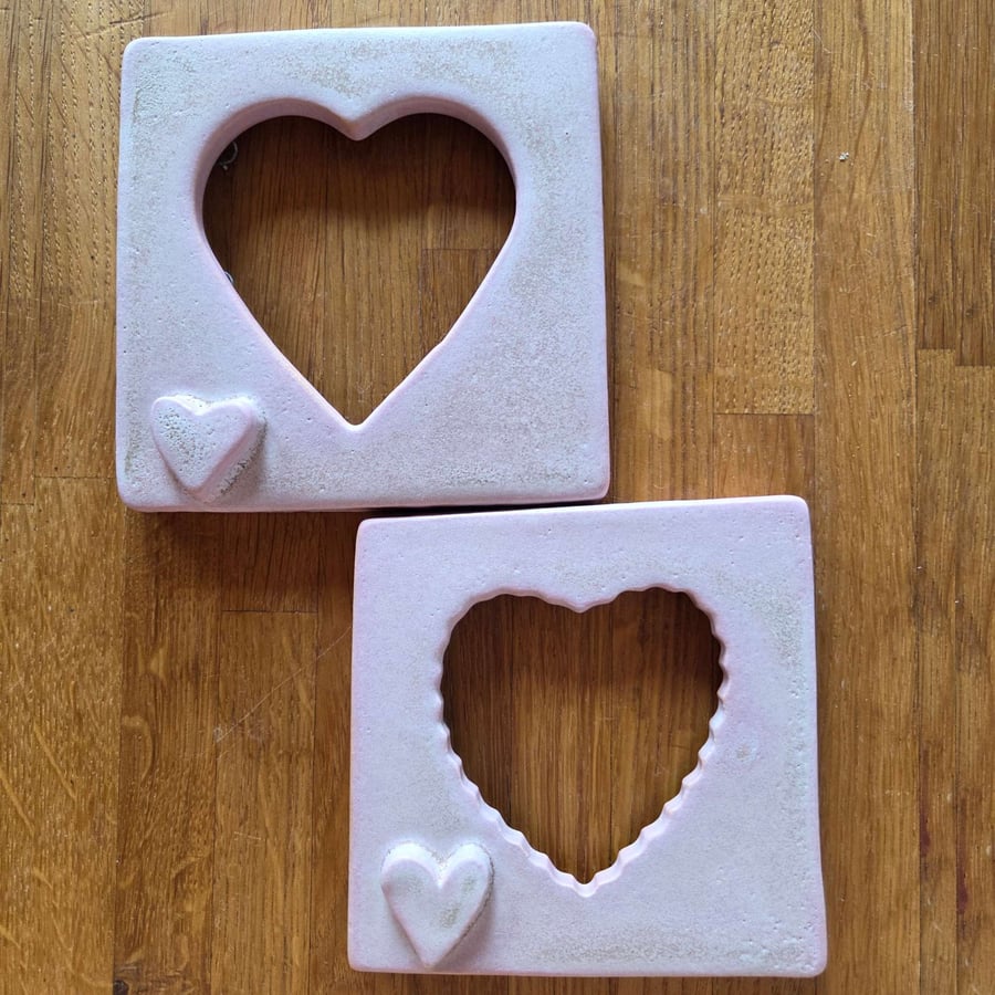 Set of Two Handmade Pink Ceramic Picture Frames
