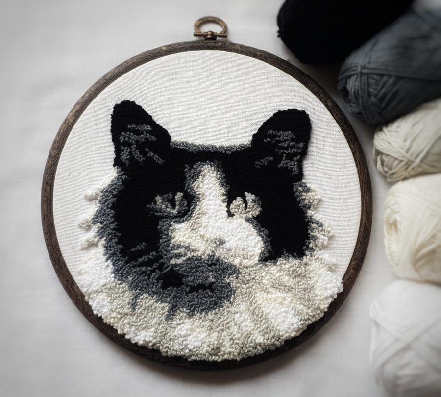 Custom Cat Art Wall Hanging Needle Punch Embroidery