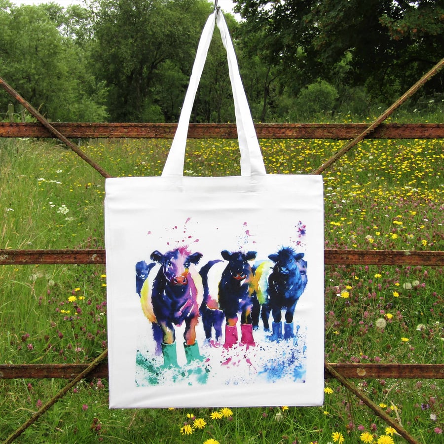 Belted Galloway Cow Tote Bag, Fun, Cow Shopping Bag.