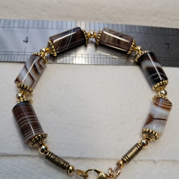 Handmade Natural Agate Tube Bracelet 