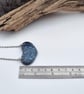 Dark Blue Fused Glass Heart Necklace with Stainless Steel Chain - Image 4