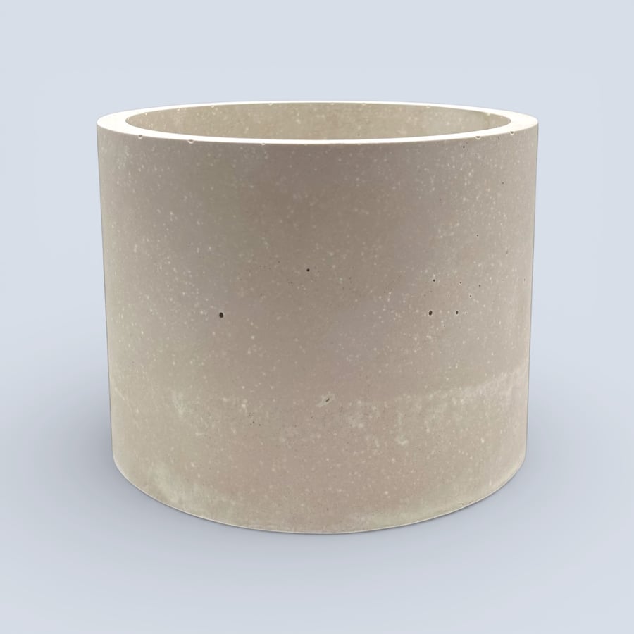 15 cm Round Beige Stone Effect Plant Pot Neutral Indoor Planter