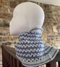 Women's cowl, snood crocheted in blue and green cotton - Image 1