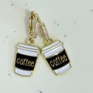Cute coffee charm gold earrings 