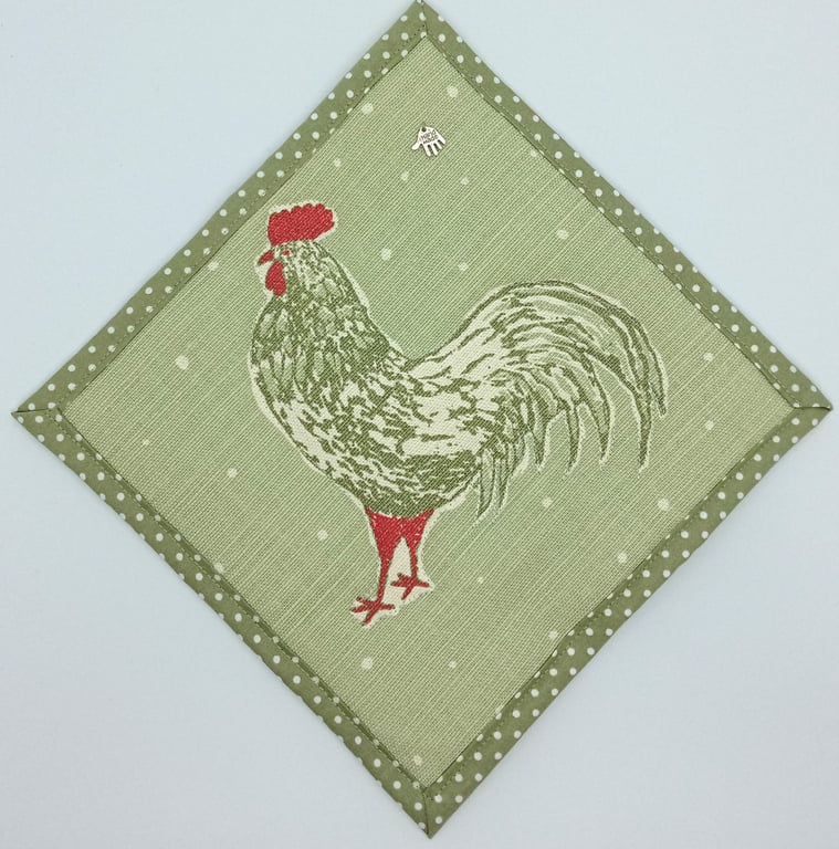Rooster Chicken Mug Rug 20FF