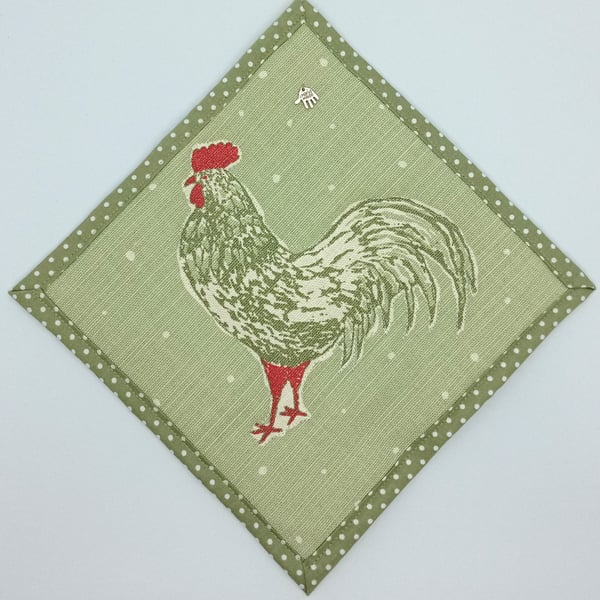Rooster Chicken Mug Rug 20FF