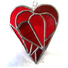 Triple Heart Stained Glass Suncatcher 005 Red