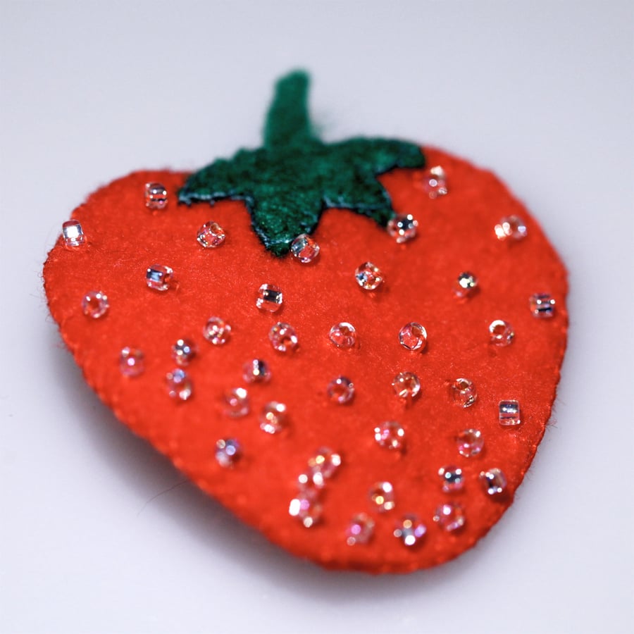 Strawberry Felt Brooch