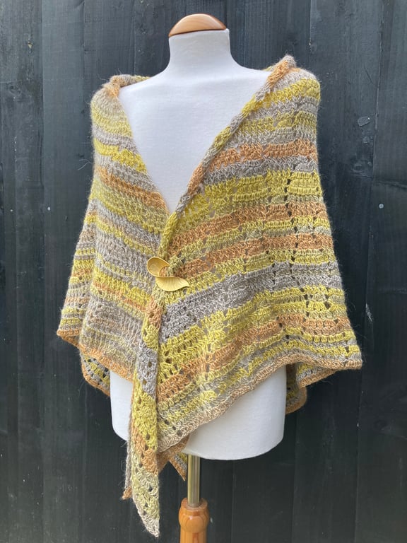 Chrysanthemum Alpaca Mushellka Textured Lace Handmade Shawl Wrap Scarf