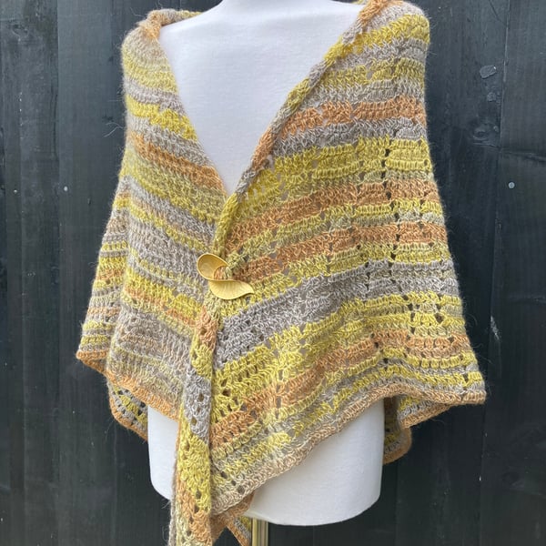 Chrysanthemum Alpaca Mushellka Textured Lace Handmade Shawl Wrap Scarf