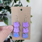 Polymer Clay "Purple Dreams" Froggy Earrings 