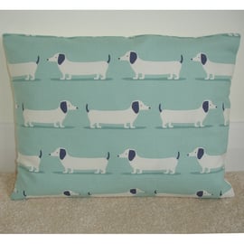 Dachshund Cushion Cover Duck Egg Blue 12x16 Oblong Dachsund Sausage Dog