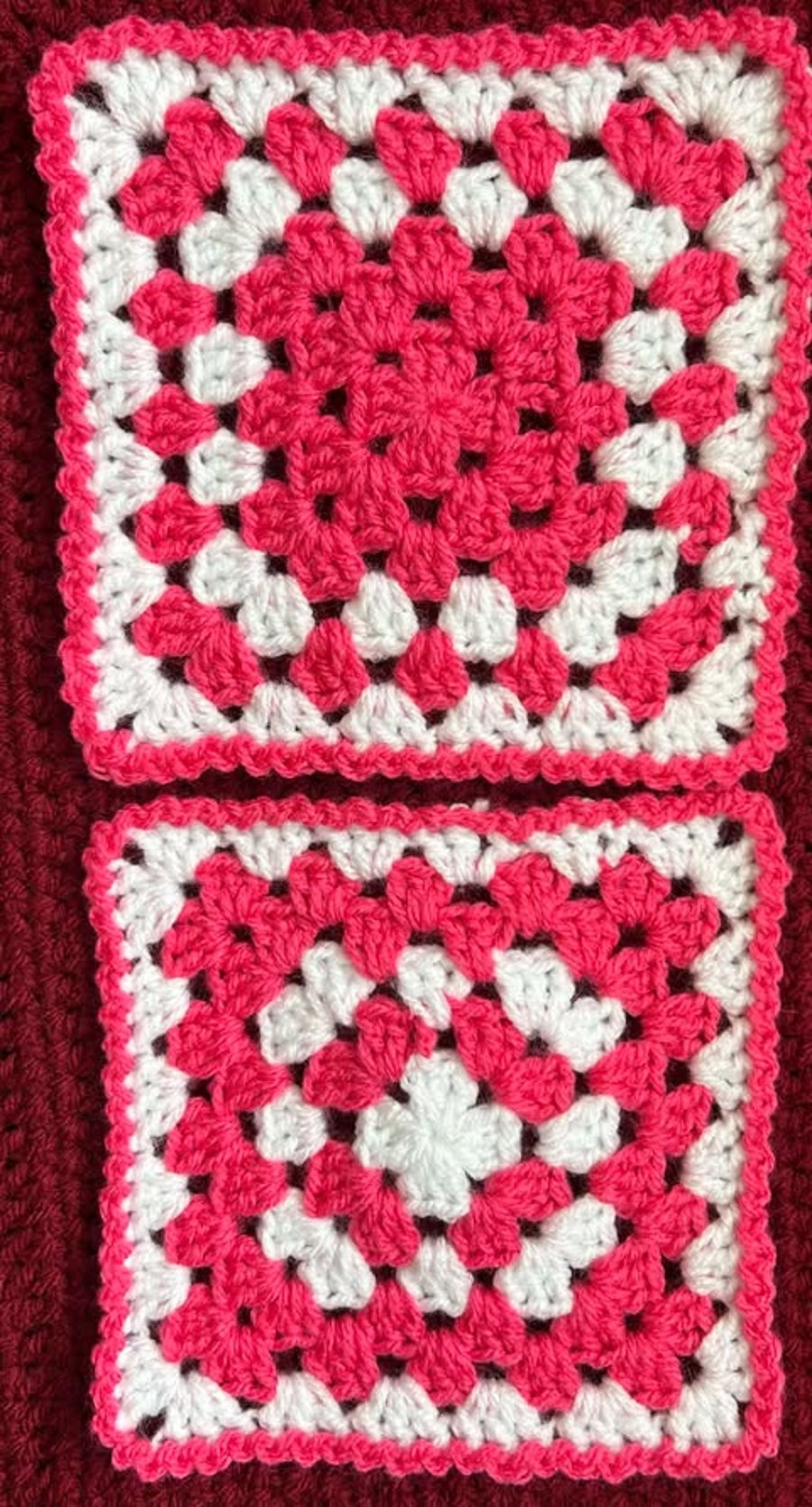 Handmade crocheted coasters 2 French fuchsia