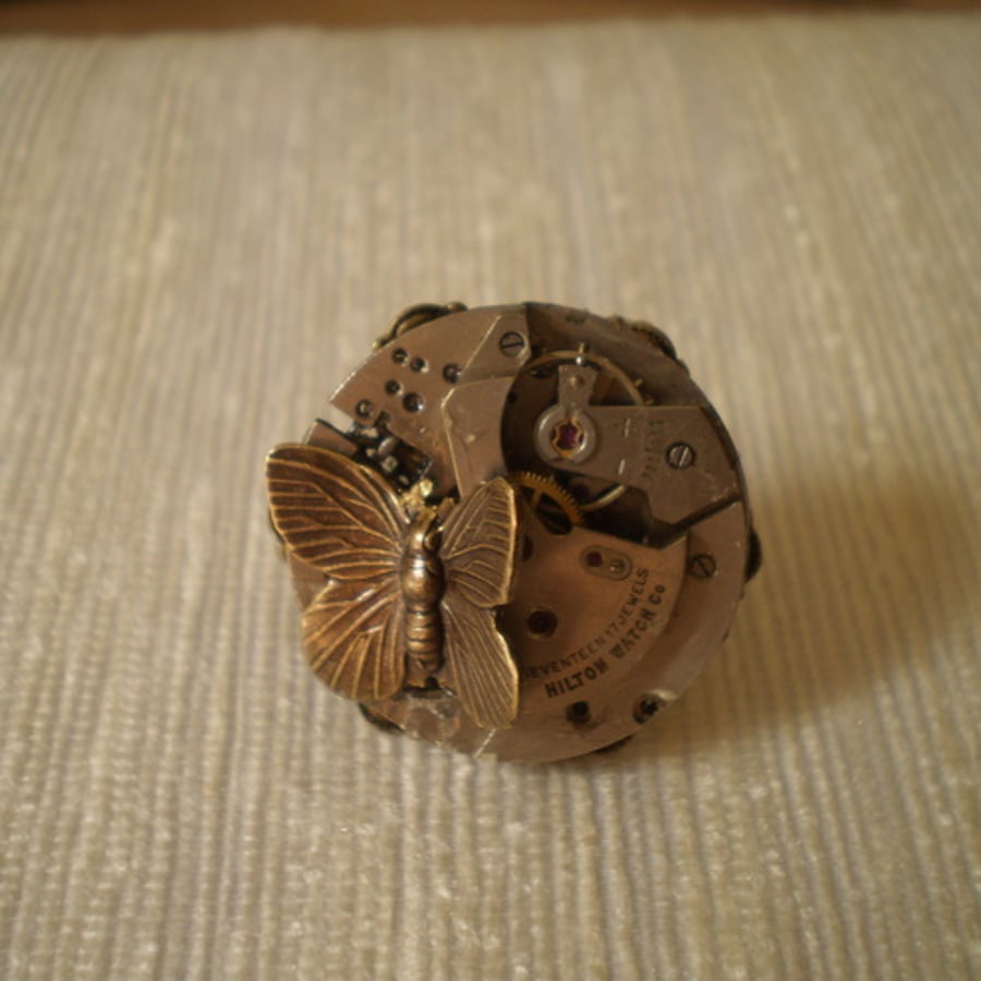 Steamounk Mechanical Butterfly Ring