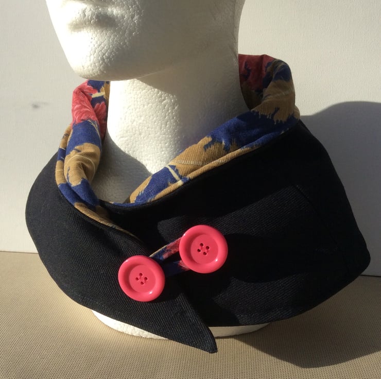 Navy blue neck warmer, scarf, snood, cowl Folksy