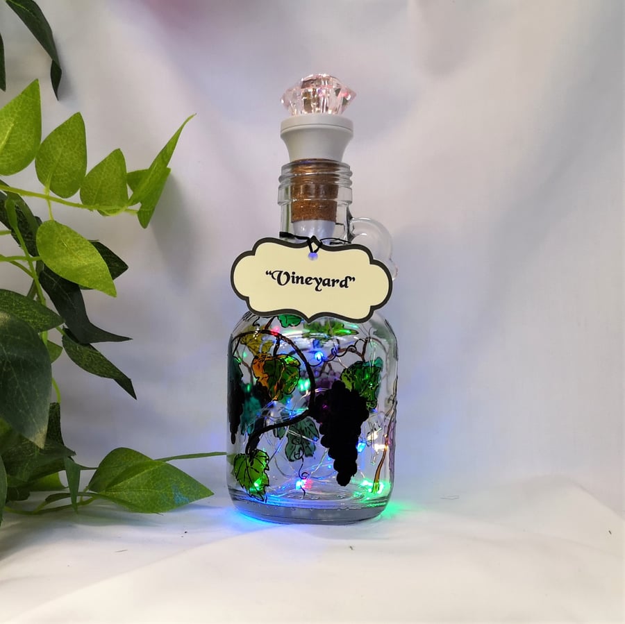 Vineyard - Handpainted Bottle Light