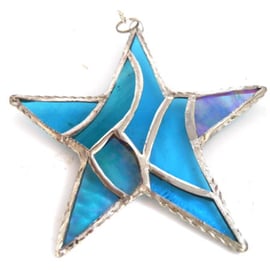 Patchwork Star Suncatcher Stained Glass Turquoise