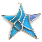 Patchwork Star Suncatcher Stained Glass Turquoise
