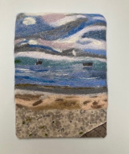 Winter by the Sea felted picture.