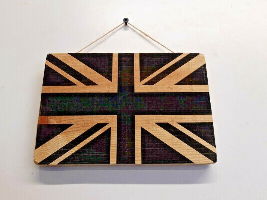 Union Jack Laser Engraved Wooden Pallet Plaque Home Decor UK Flag Art Ornament